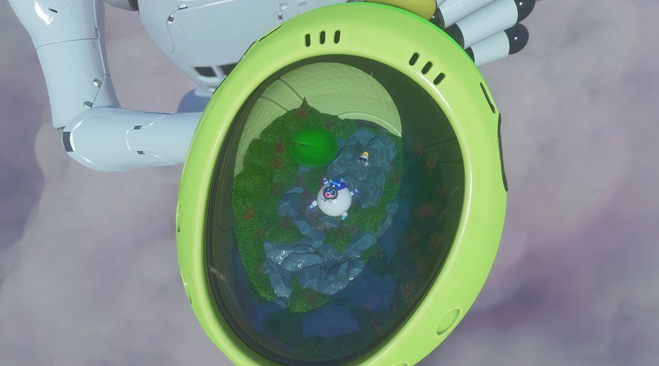 Astro Bot Balloon Breeze inside Big Brother's watering can