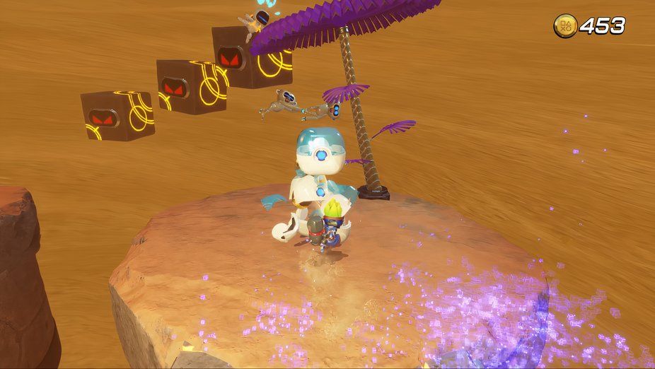 Astro Bot Djinny of the Lamp bot on purple parasol