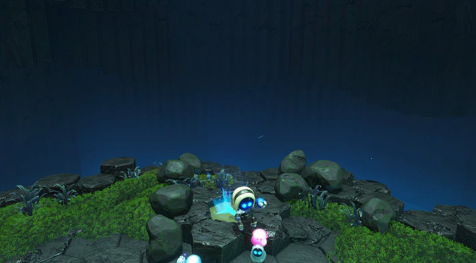 Astro Bot Funky Fungi rocks hiding burrow area