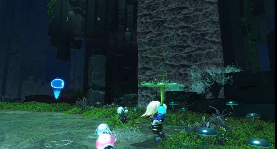 Astro Bot Funky Fungi taking flower up waterfall