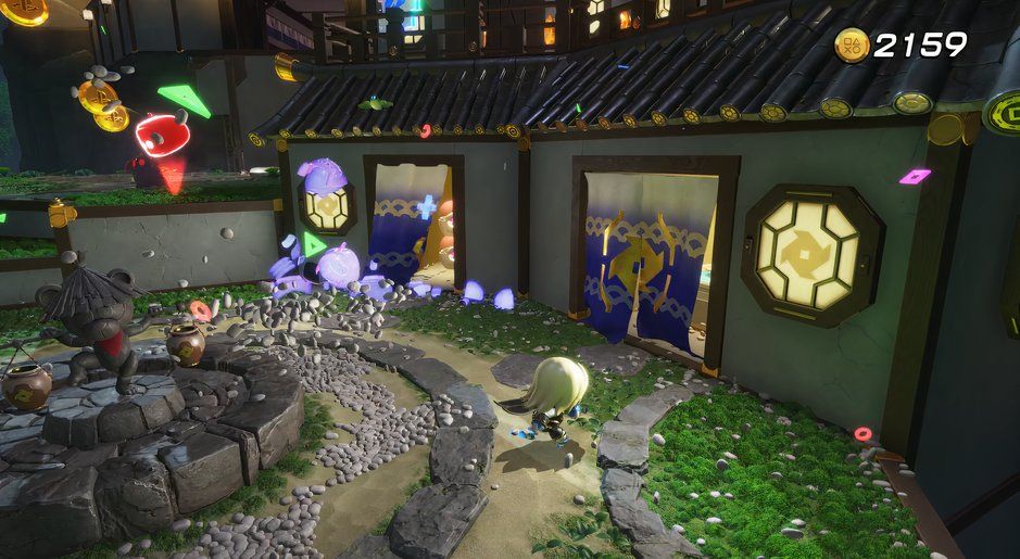 Astro Bot Danger Dojo stone fountain near jigsaw piece