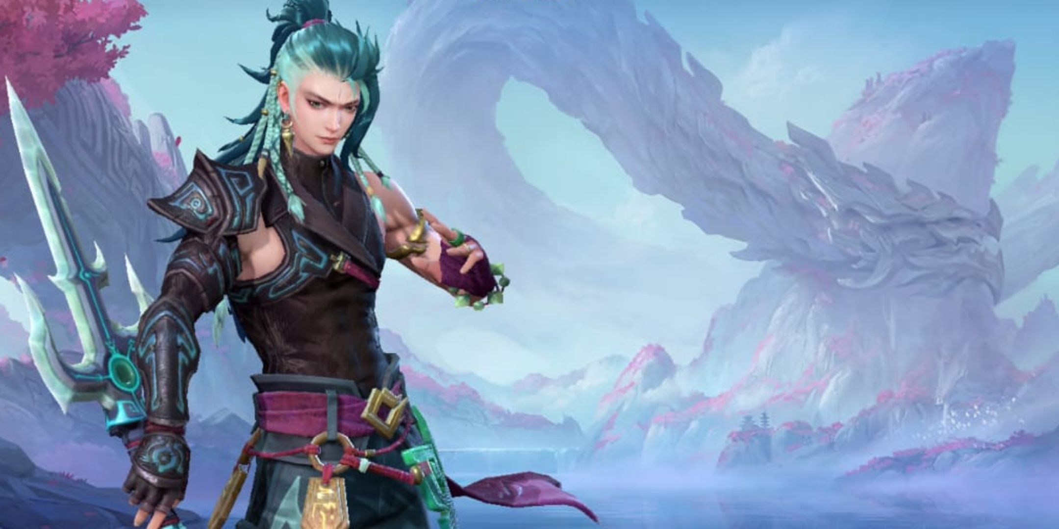 Suyou holding his weapon in the lobby screen of Mobile Legends.