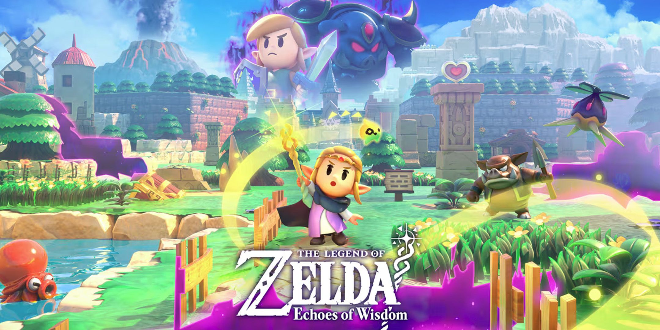 Zelda waving the Tri Rod while surrounded by enemies from The Legend of Zelda: Echoes of Wisdom.