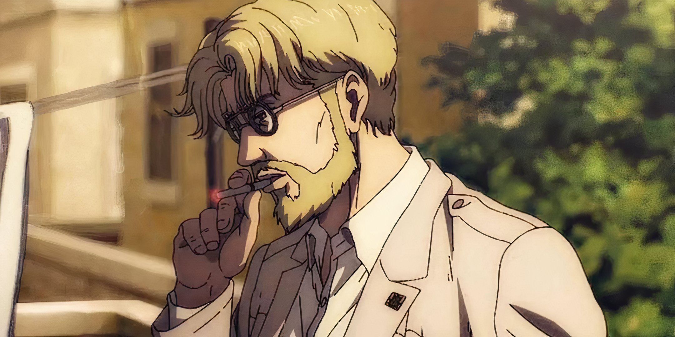 Zeke smoking a cigarette in Marley in Attack on Titan.