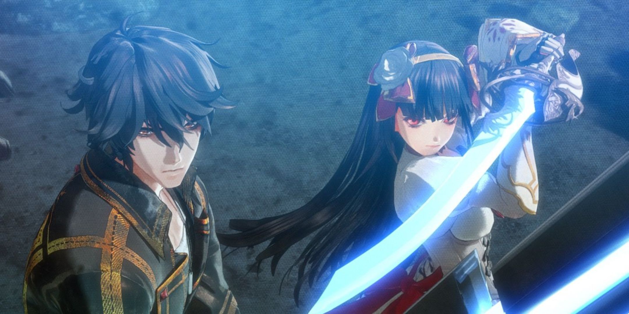 Amleth and Ophelia with their swords drawn in Valkyria Revolution.