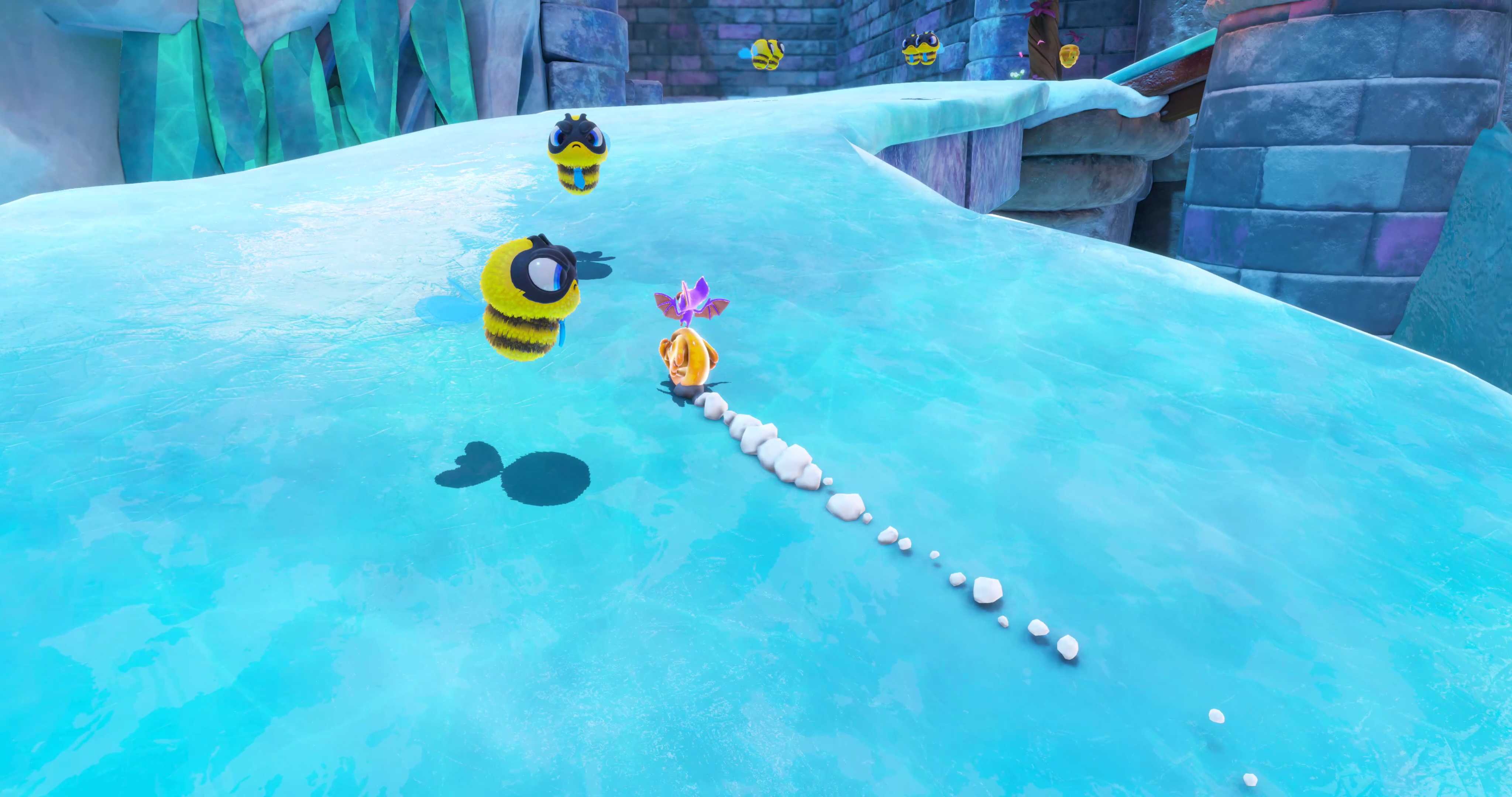 Yooka and Laylee in Glitterglaze Glacier from Yooka-Replaylee.