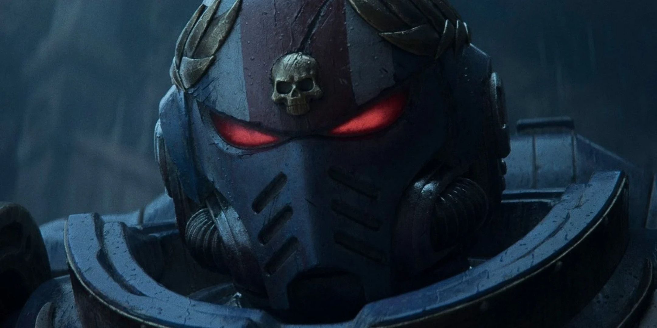 A close up of a space marine's helmet