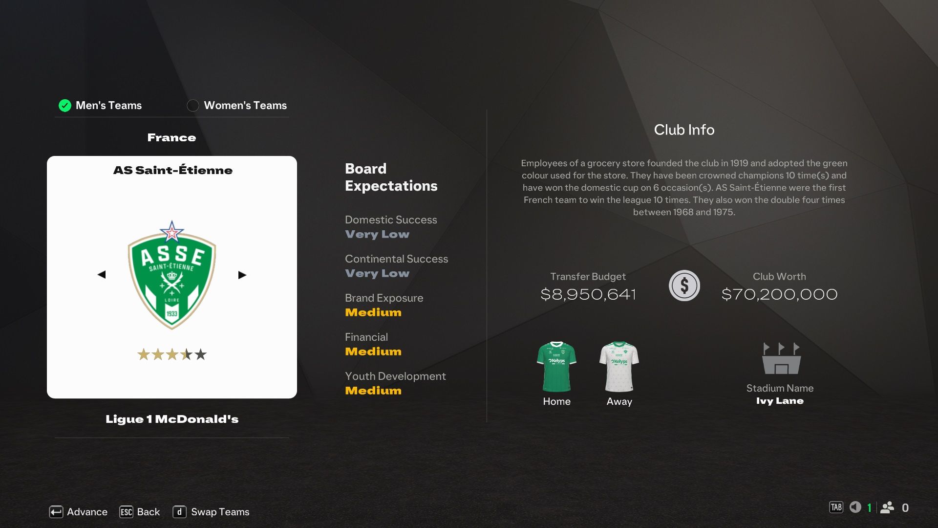 AS Saint-Etienne در EA Sports FC 25.