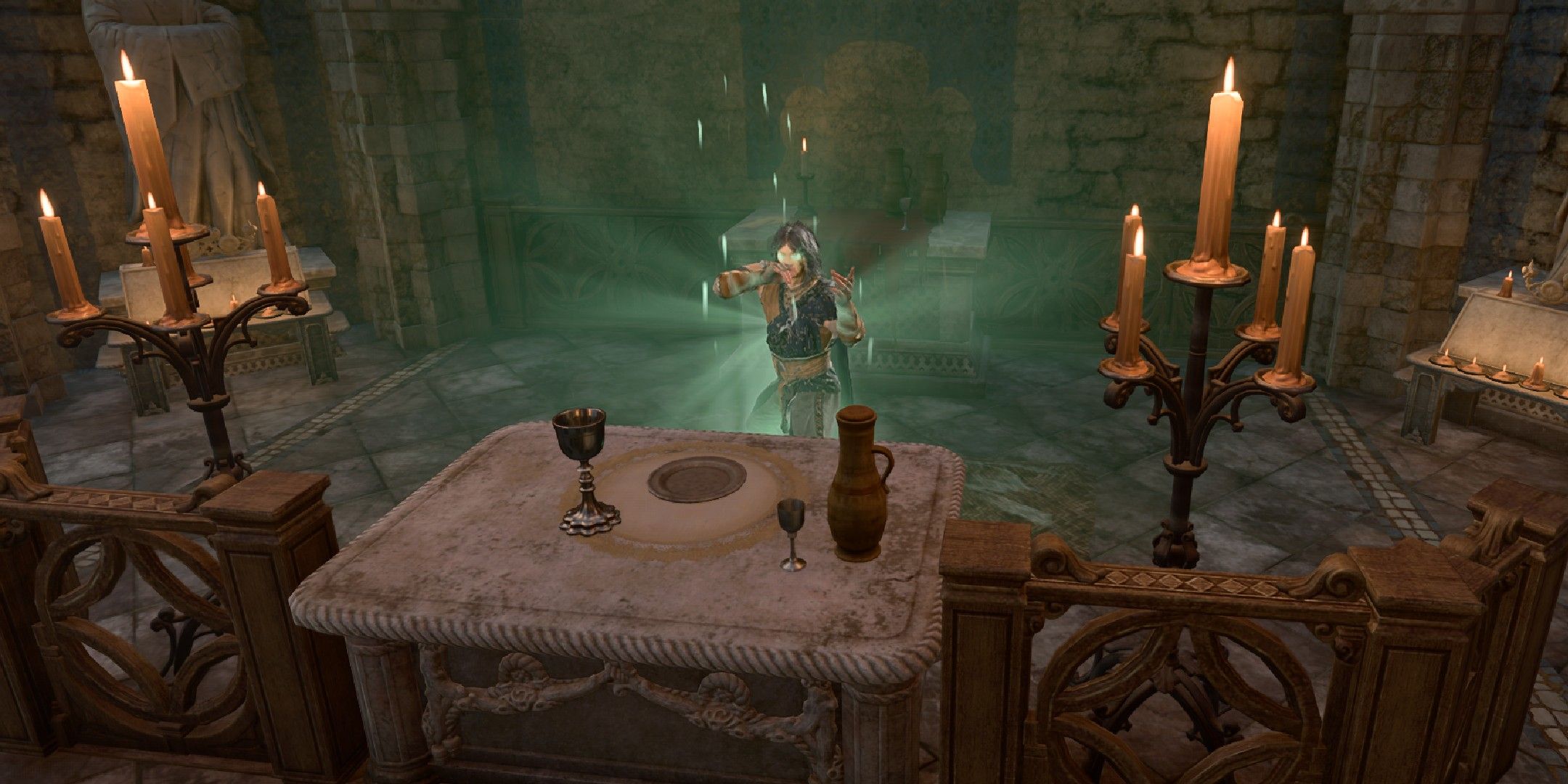 Baldur's Gate 3 image showing a monk player casting a ritual spell.