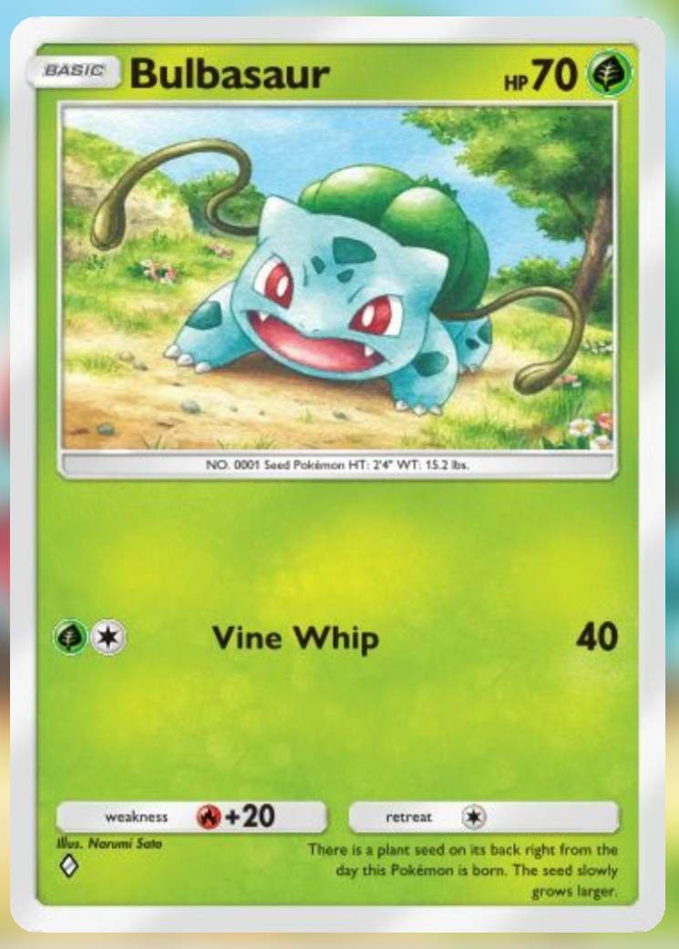 The Bulbasaur card, from Genetic Apex.