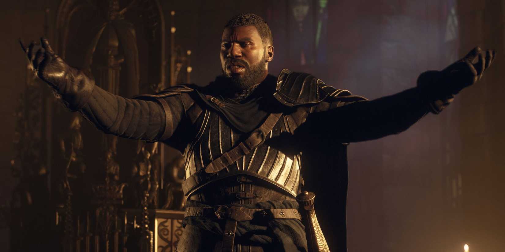 Dragon's Dogma 2 NPC with outstretched arms.