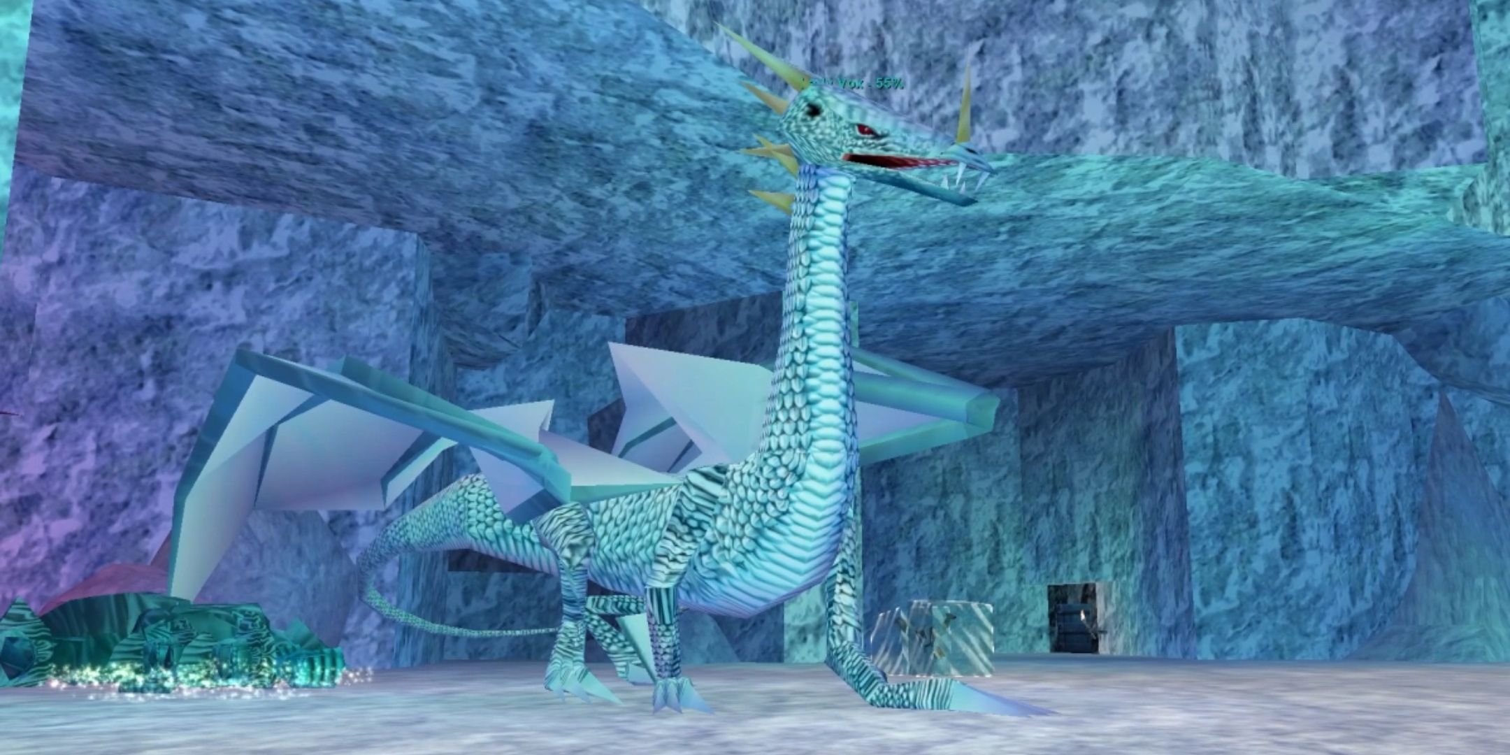 Lady Vox in her lair, Permafrost Keep, in EverQuest.