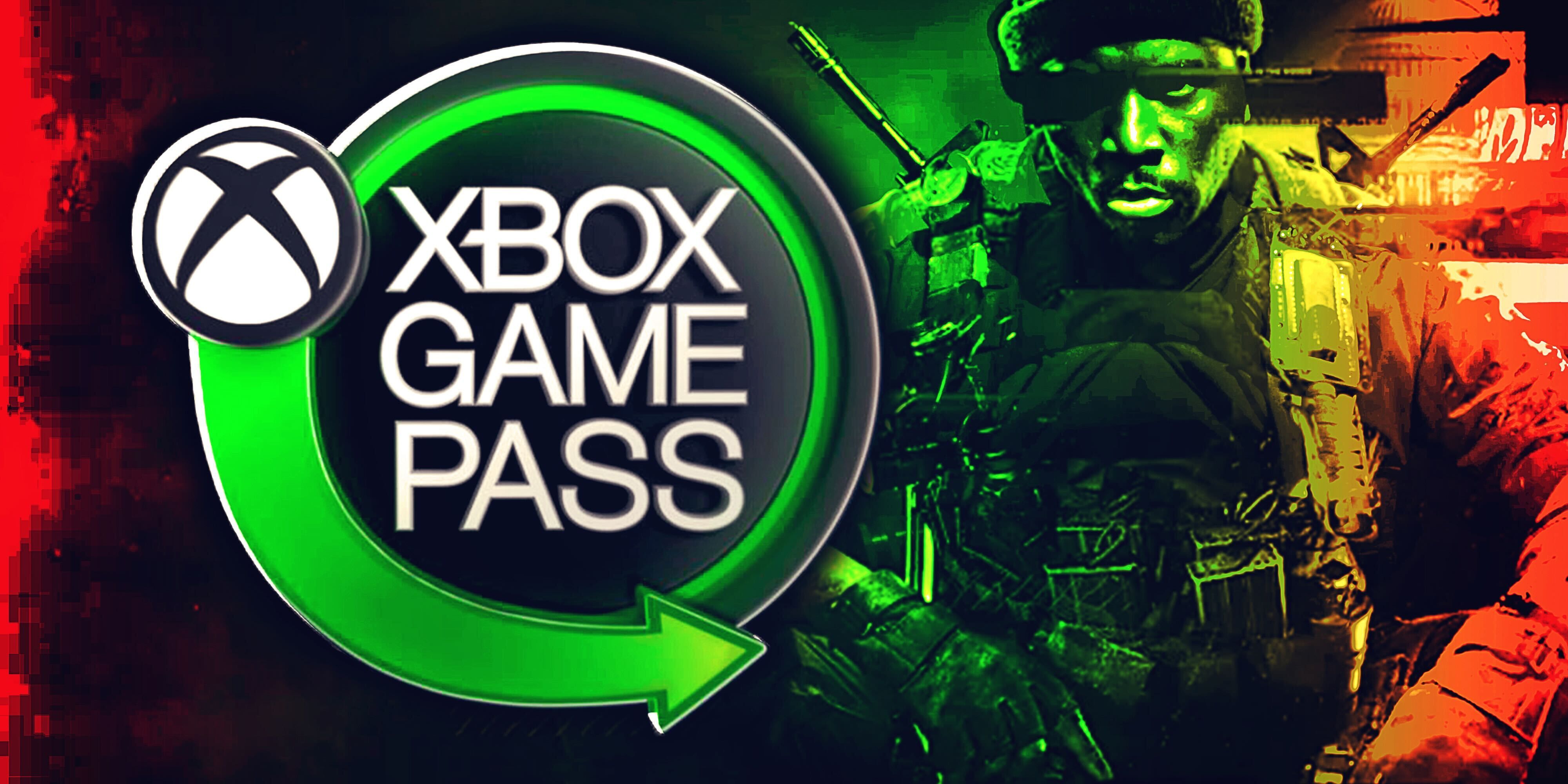 Split image with the Xbox Game Pass logo on the left and a Call of Duty operator on the right