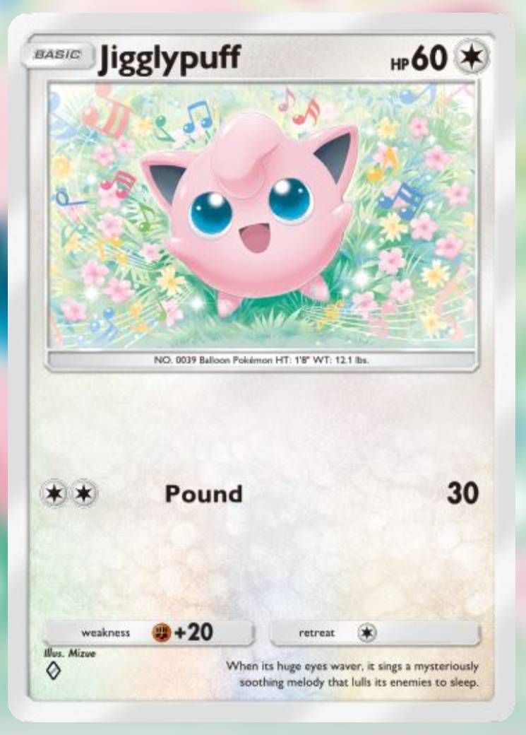 Ny karatra Jigglypuff, avy amin'ny Genetic Apex.