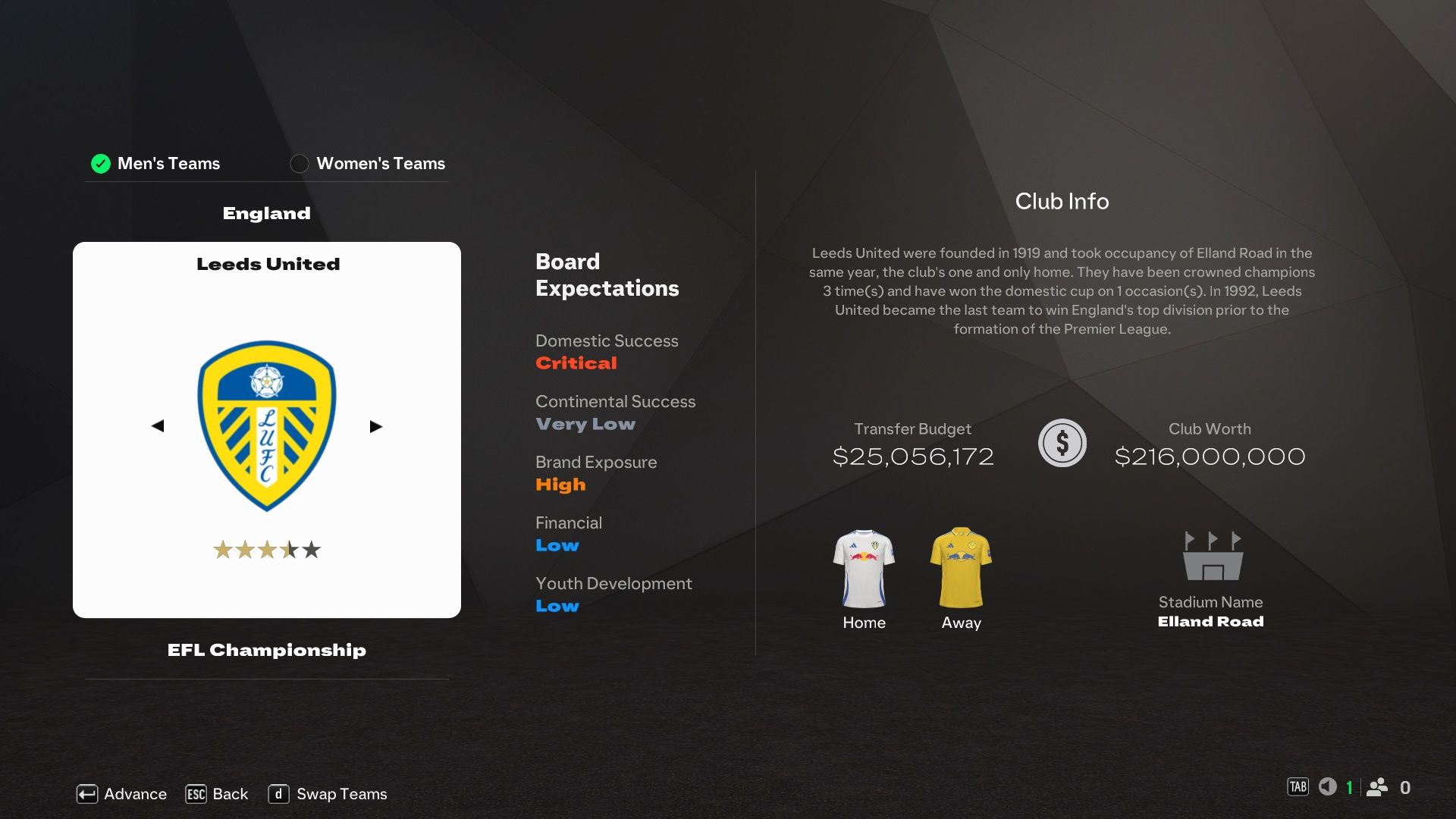 لیدز یونایتد در EA Sports FC 25.