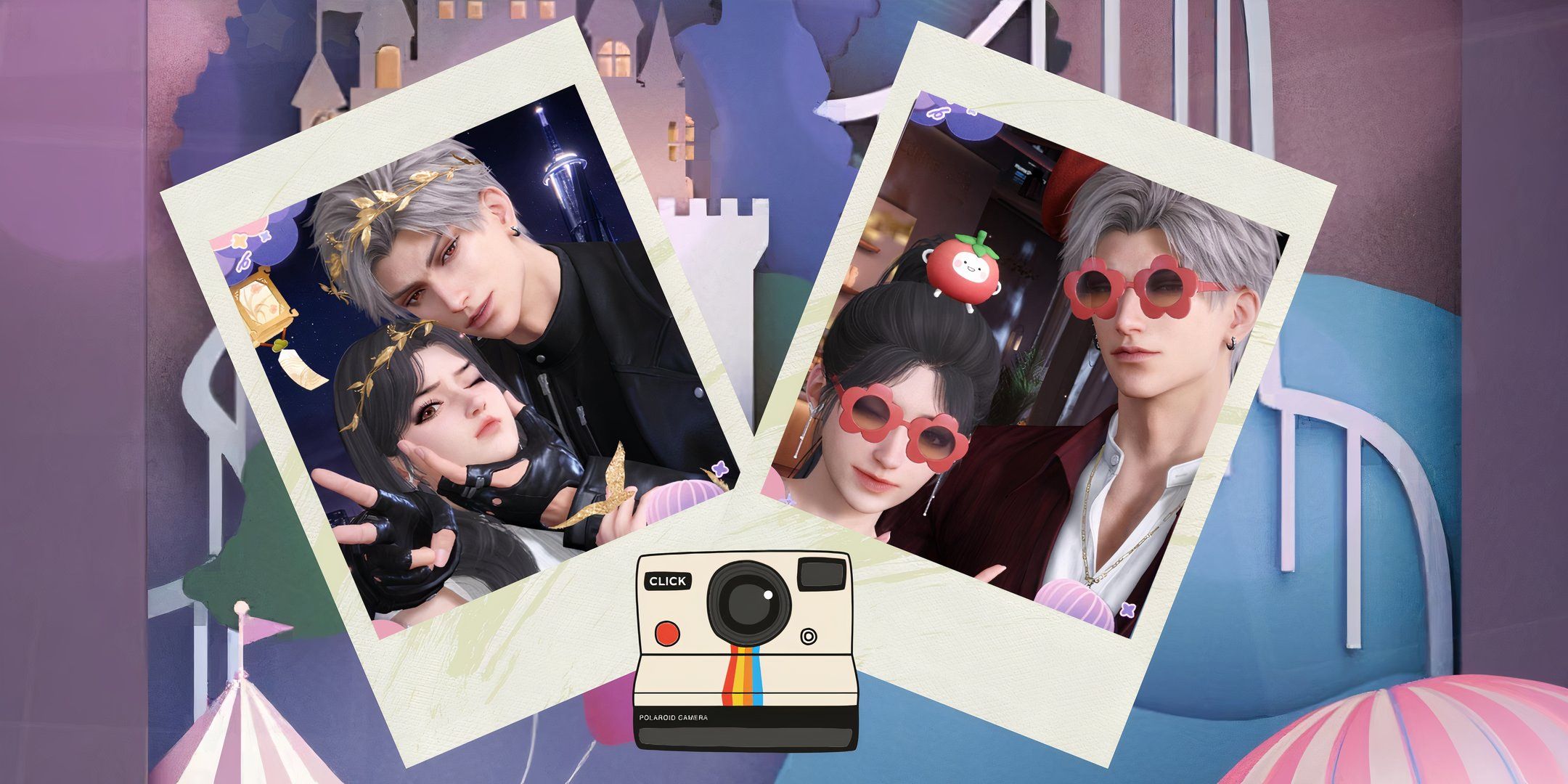 Love And Deepspace: An image of two polaroids featuring the player and Sylus.