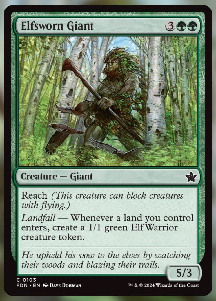 Magic The Gathering Elfsworn Giant Card.