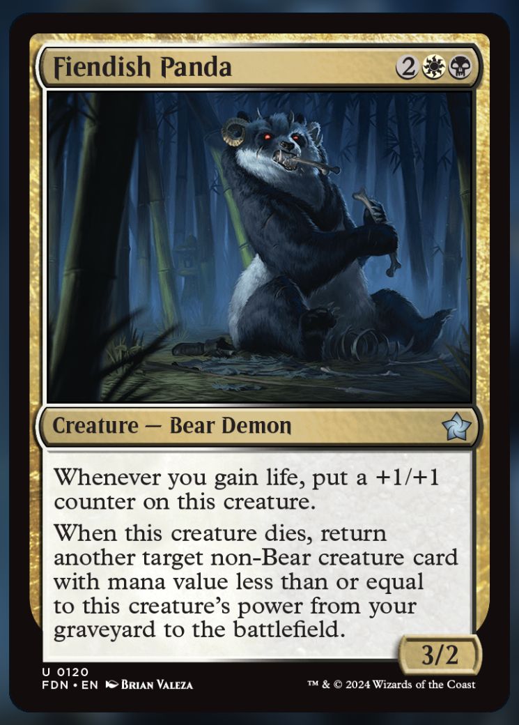 Magic The Gathering Fiendish Panda Card.