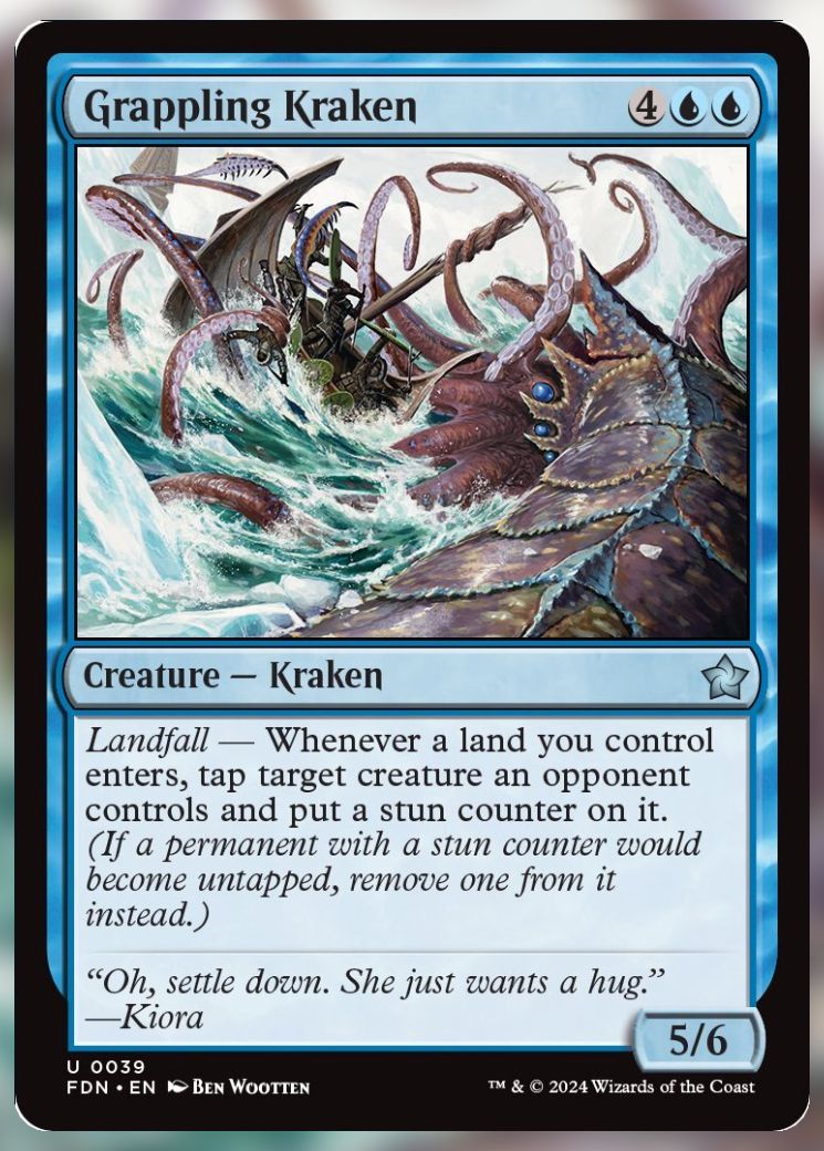 Magic The Gathering Grappling Kraken Card.