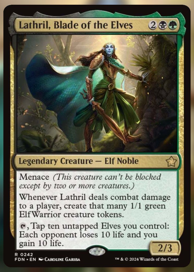 Magic The Gathering Lathril, Blade of the Elves Card.