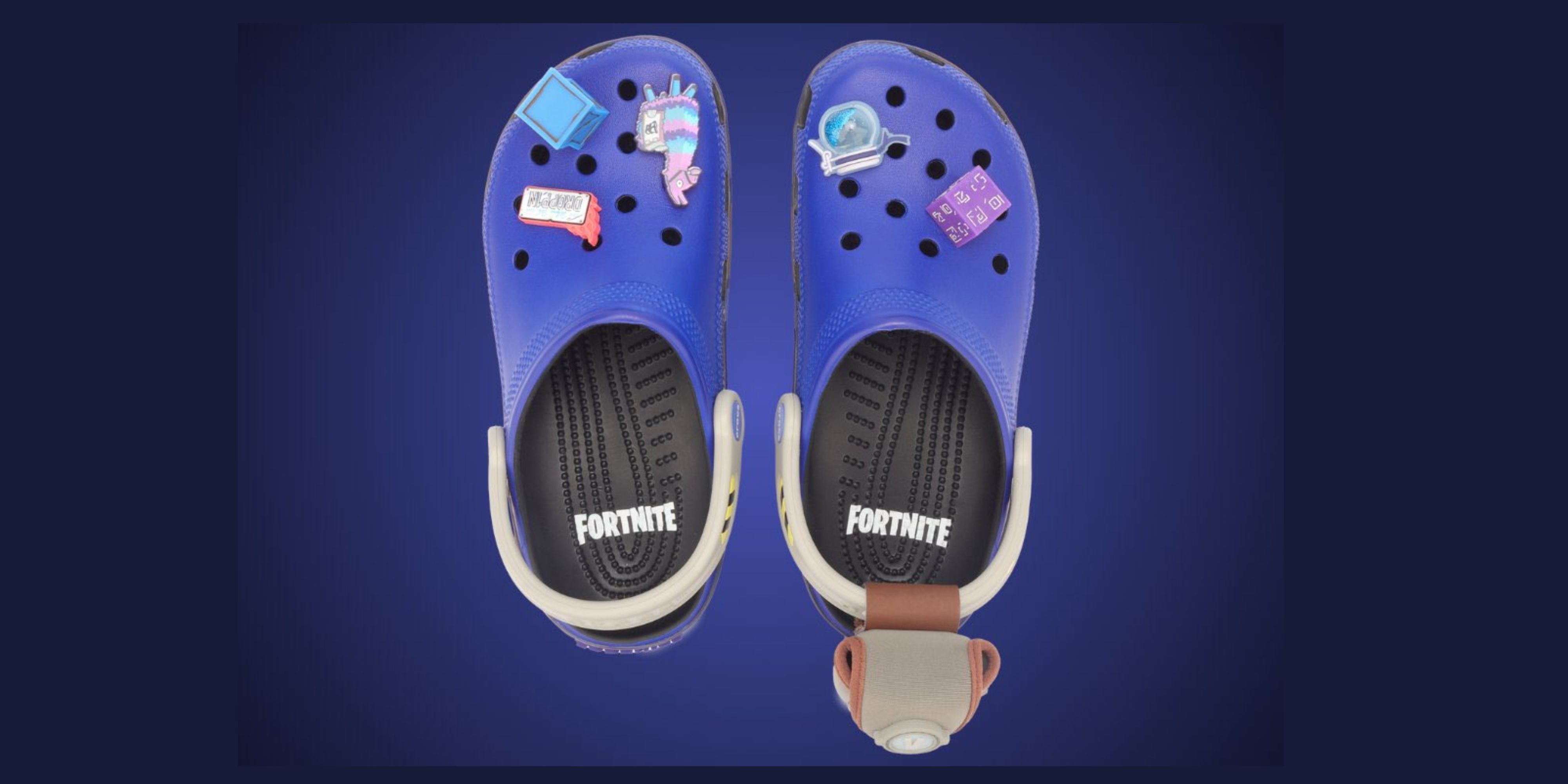 У Fortnite Battle Bus Crocs есть собственная подложка и тематический джиббит