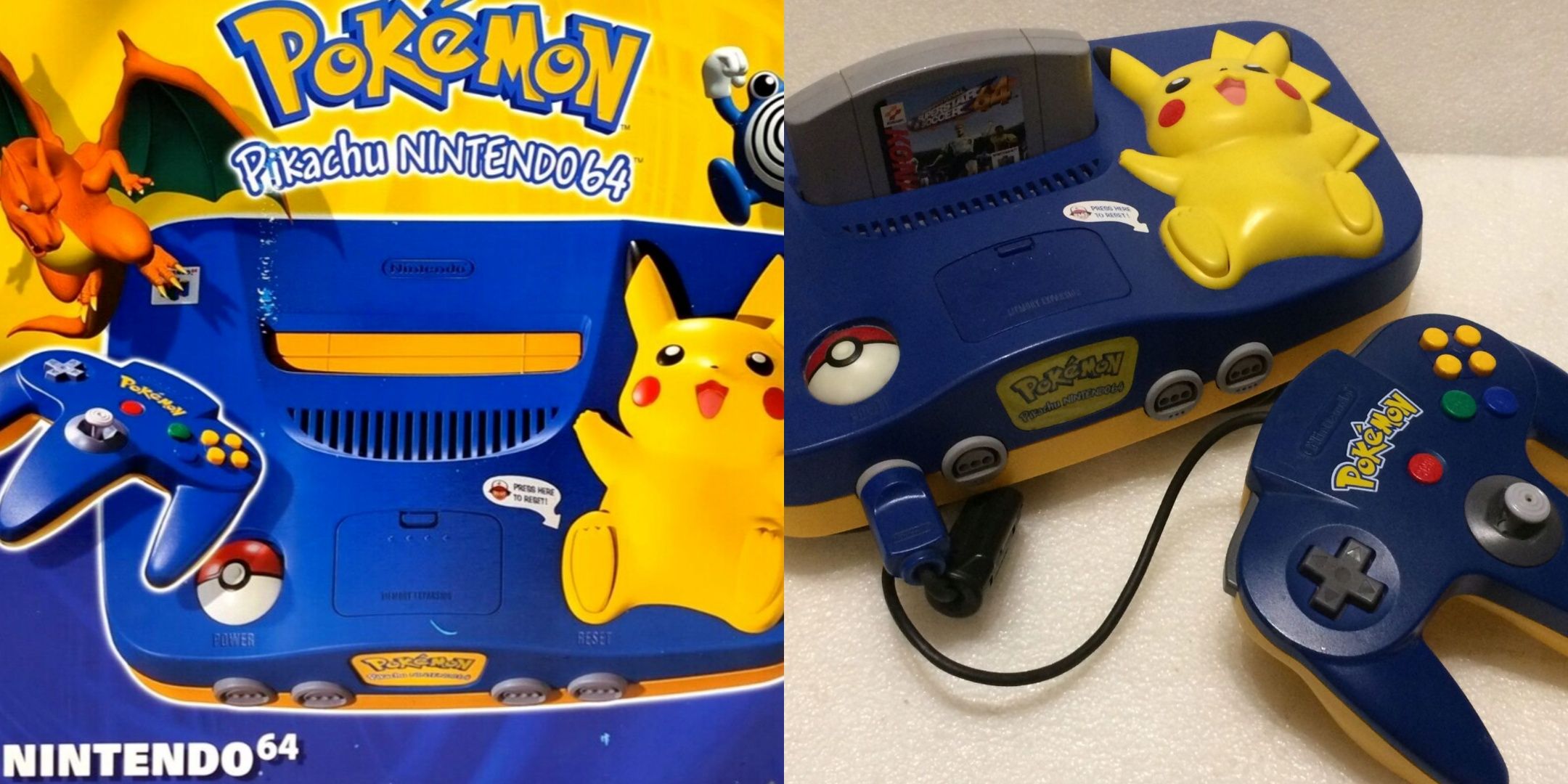 Blue Nintendo 64 Pikachu Edition.