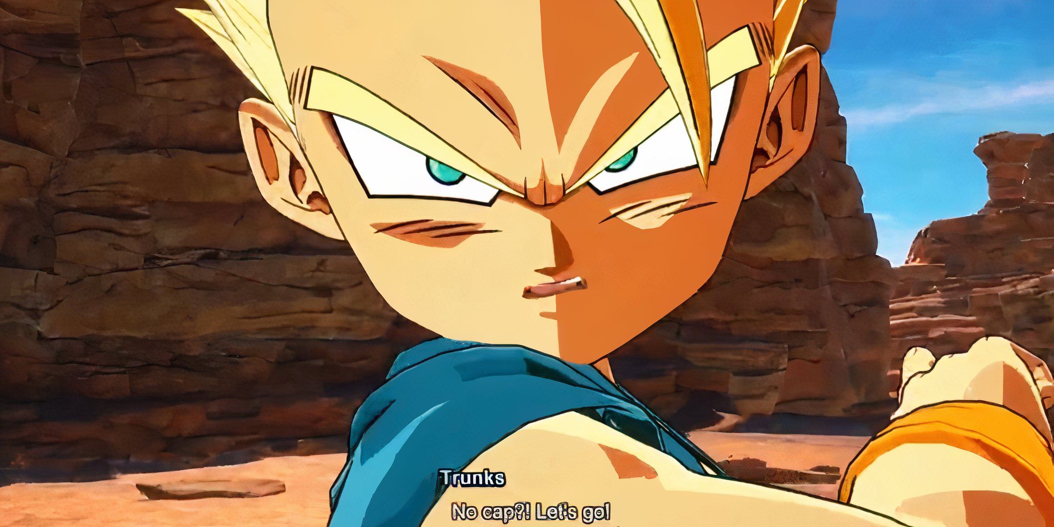 Trunks scowls at his opponent. 