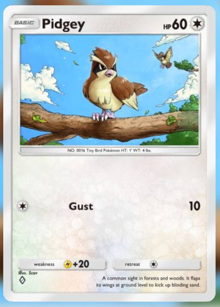 Ny karatra Pidgey, avy amin'ny Genetic Apex.