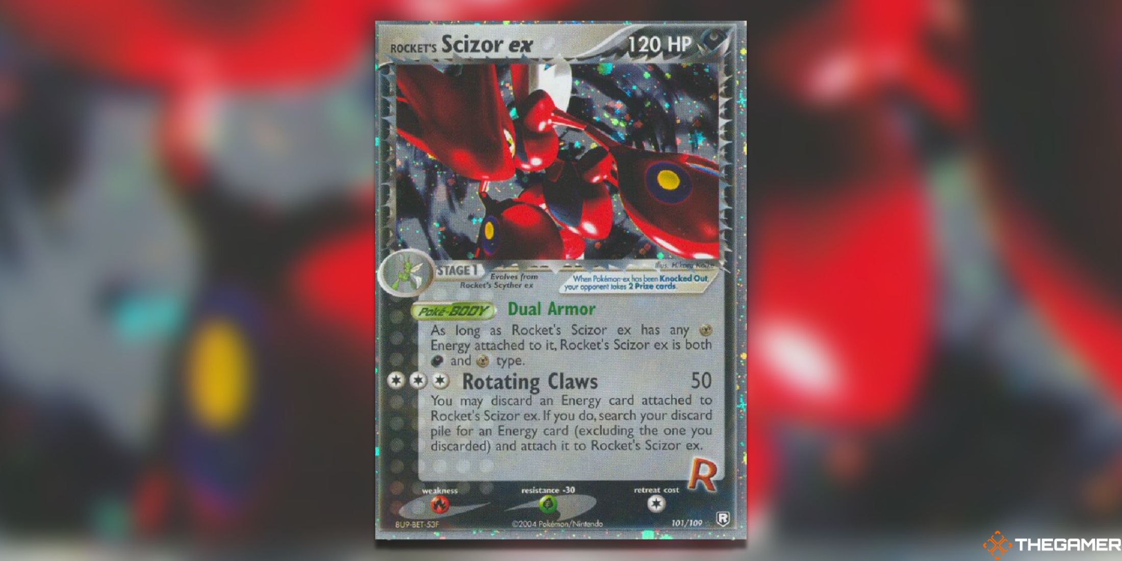 The Rocket's Scizor from Team Rocket Returns in the Pokemon TCG.