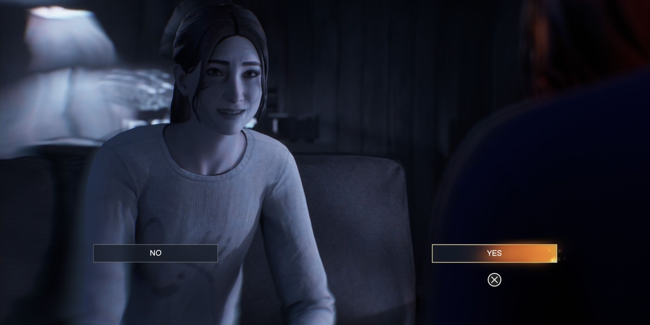 صافی با لبخند سیاه و سفید با گزینه Yes در رنگ نارنجی در Life is Strange Double Exposure انتخاب شده است.