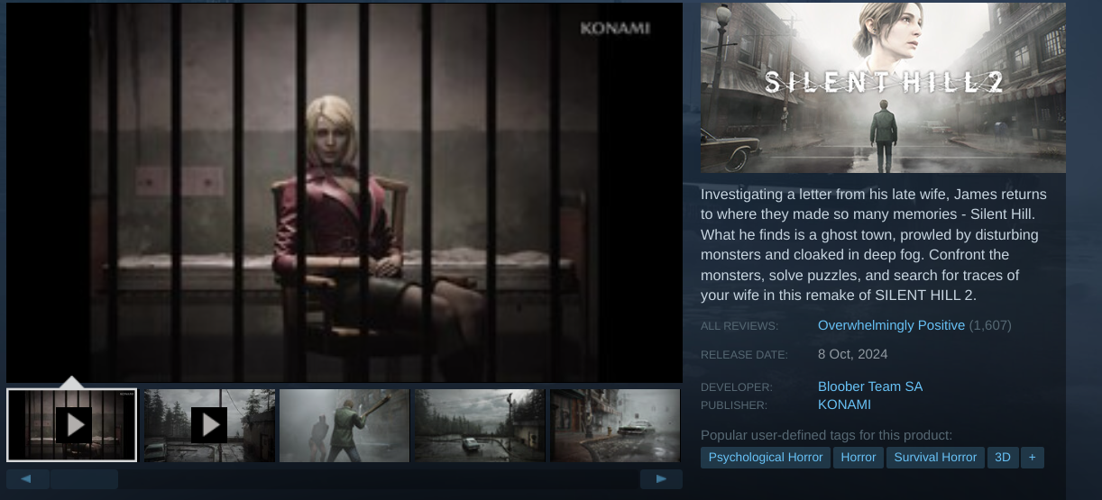 Ремейк Silent Hill 2 запускается с «исключительно положительными» отзывами в Steam