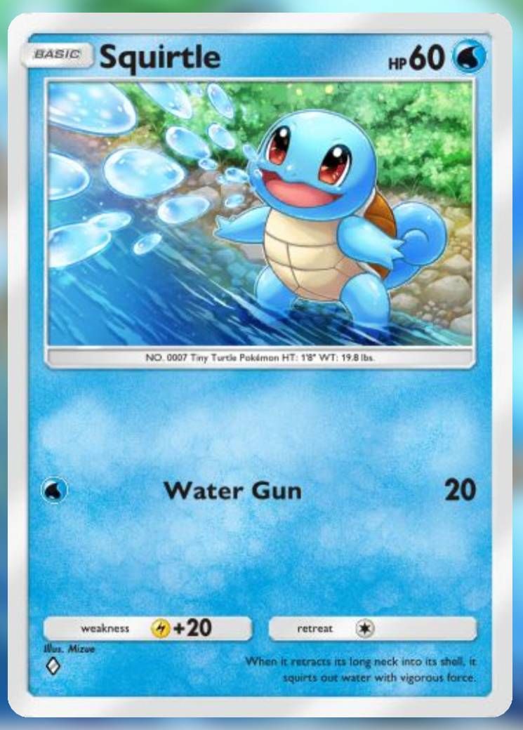Ny karatra Squirtle, avy amin'ny Genetic Apex.