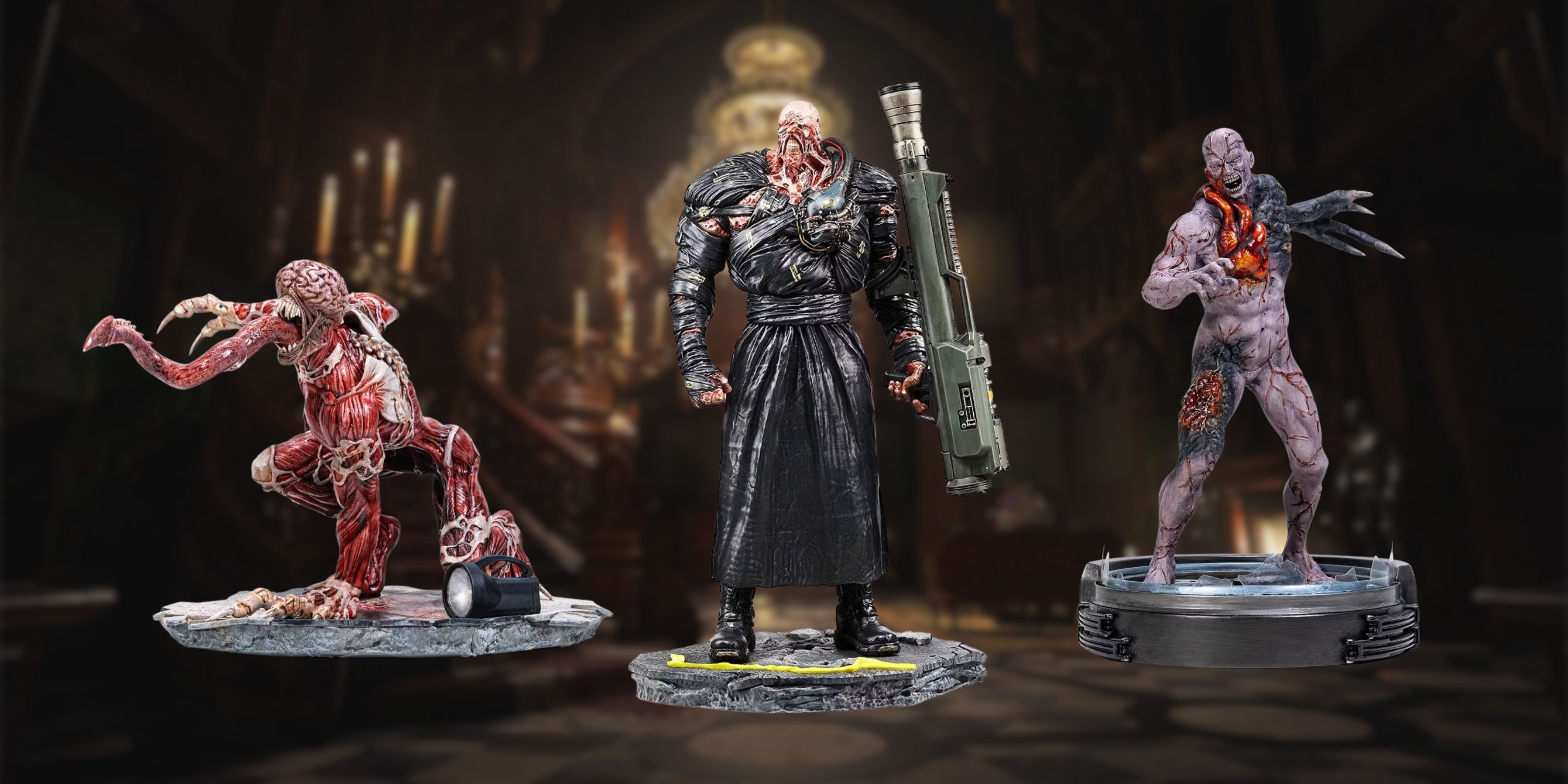 Three resident evil themed monster figurines