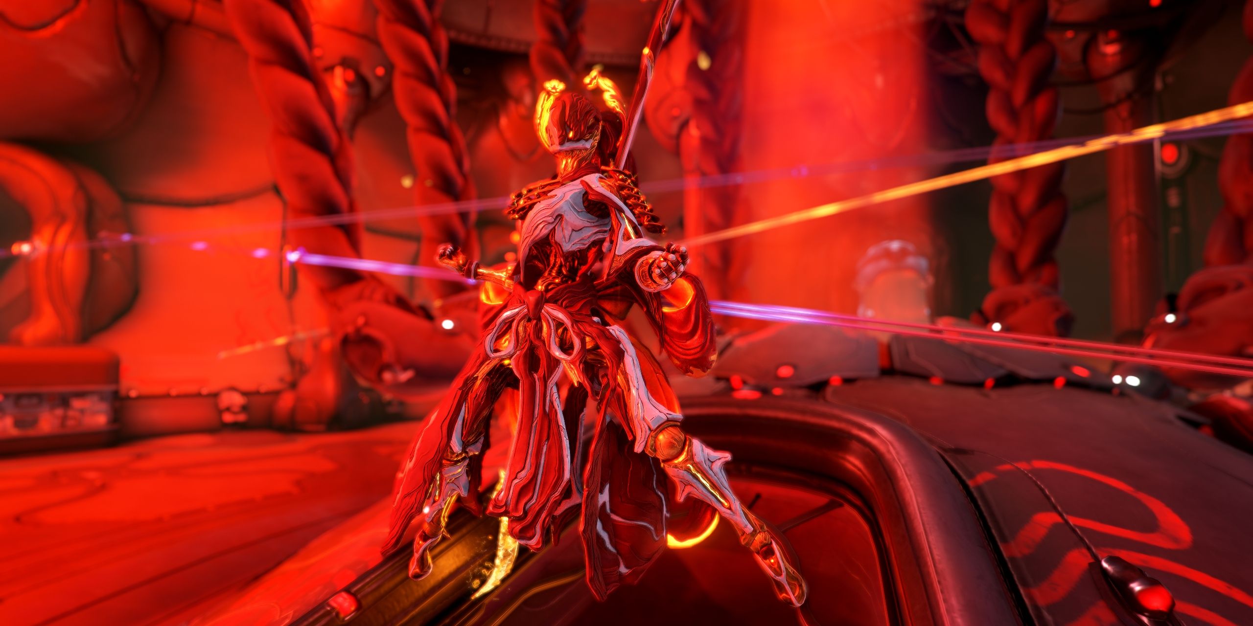 Koumei posing enraged in Warframe.