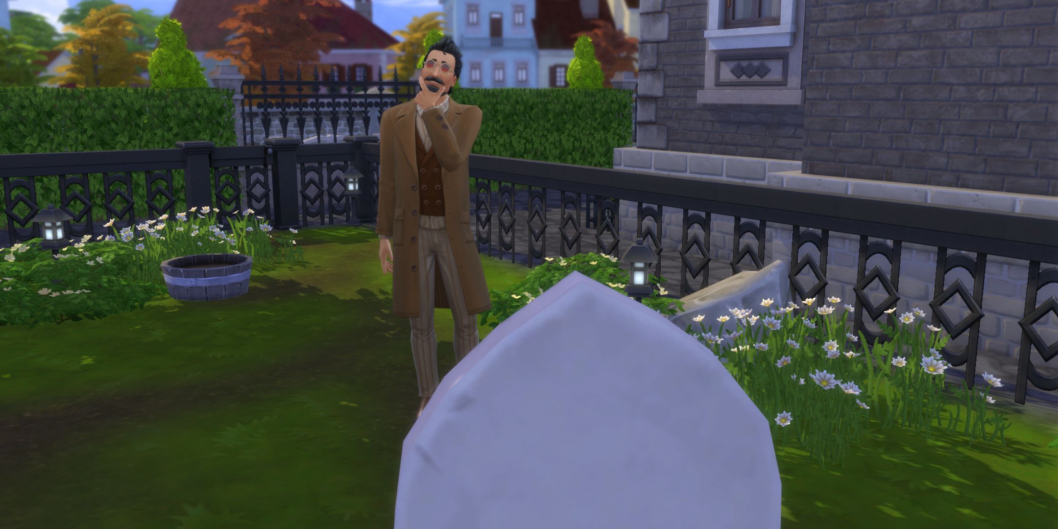 Layne Coffin ponders a grave.