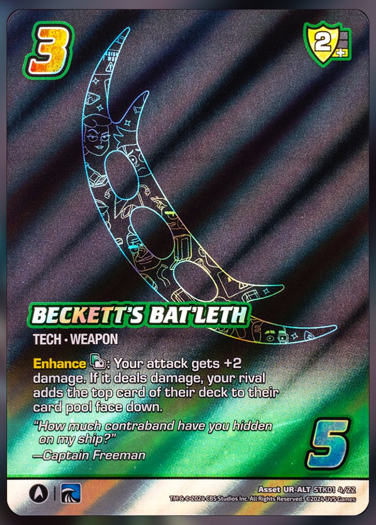 Beckett's Bat'Leth Foil UniVersus Card.