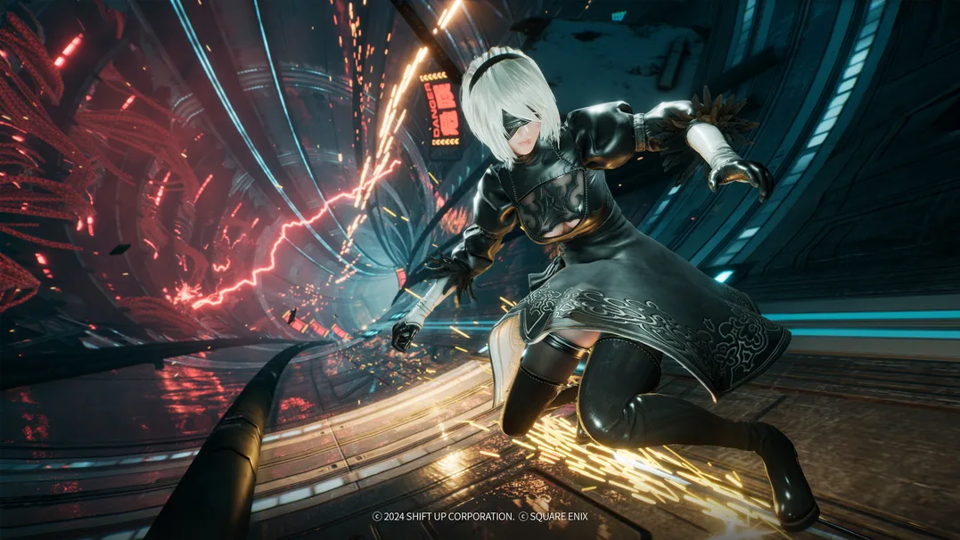 Eve grinds while wearing 2B's costume in Stellar Blade. 