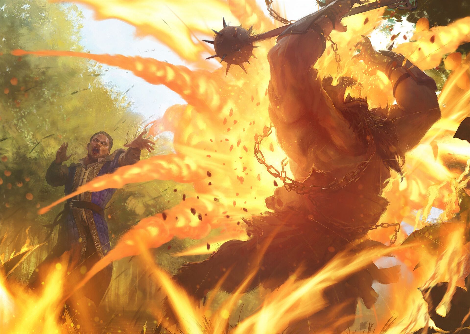 Image of a sorcerer casting Fireball by Xavier Ribeiro