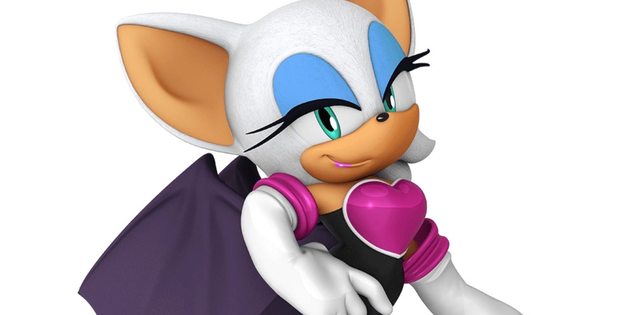 Rouge smiles while her hand is on her hip.