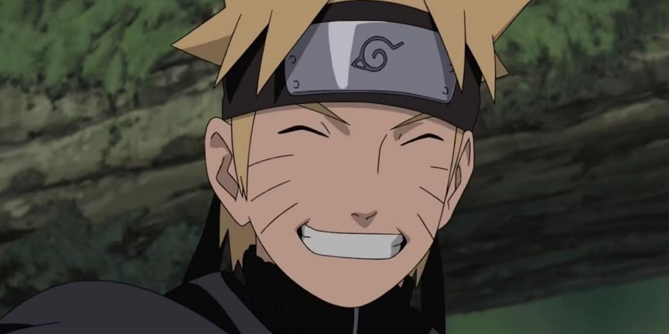 Naruto smiling in the anime Naruto.