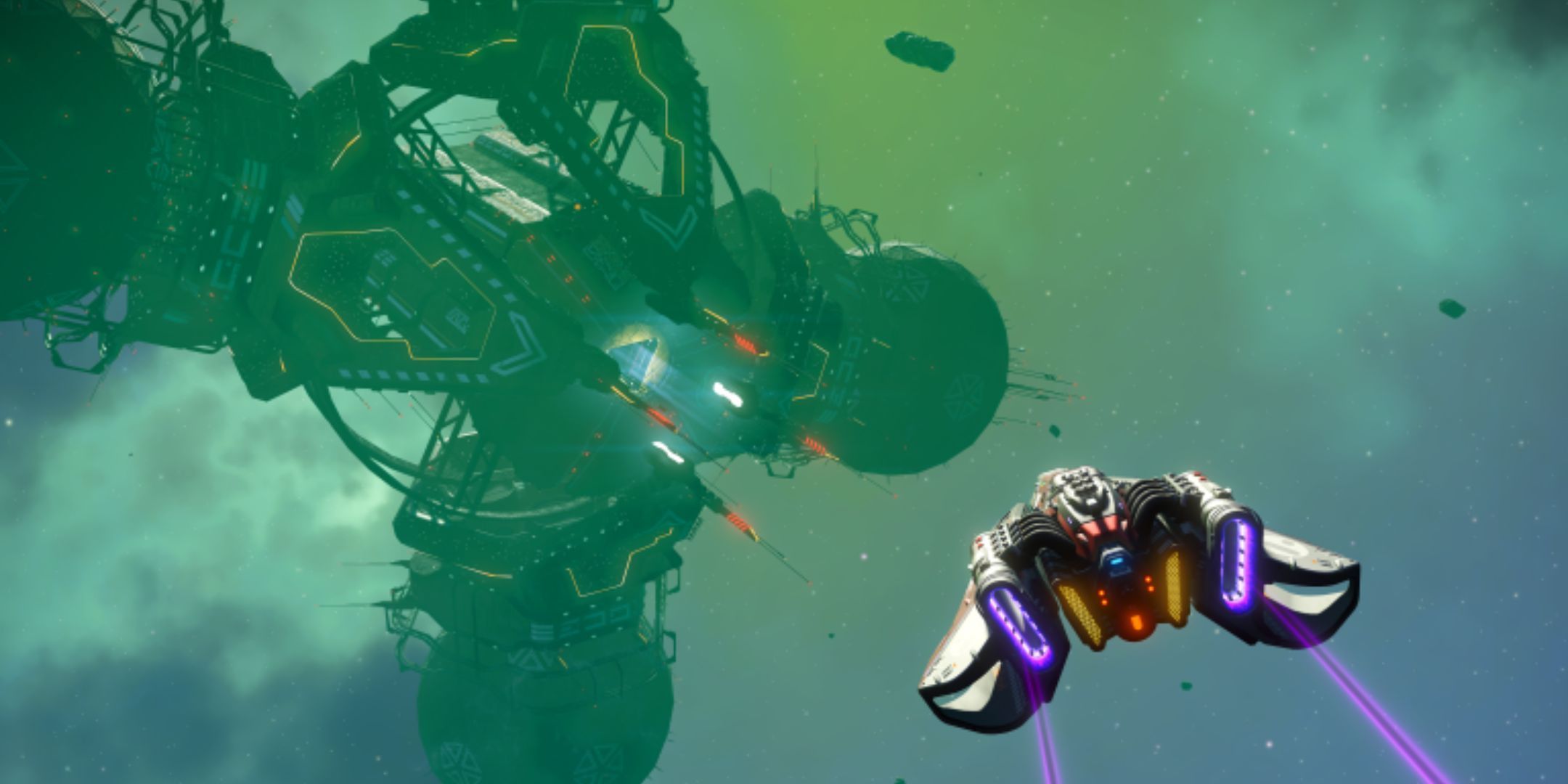 A ship flying in No Man's Sky for the November 7 update.