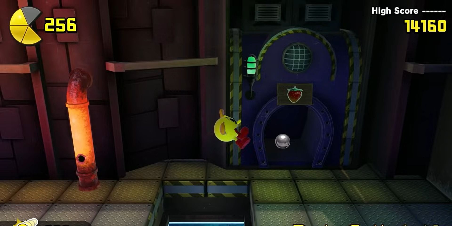 Pac-Man in midair in Pac-Man World.