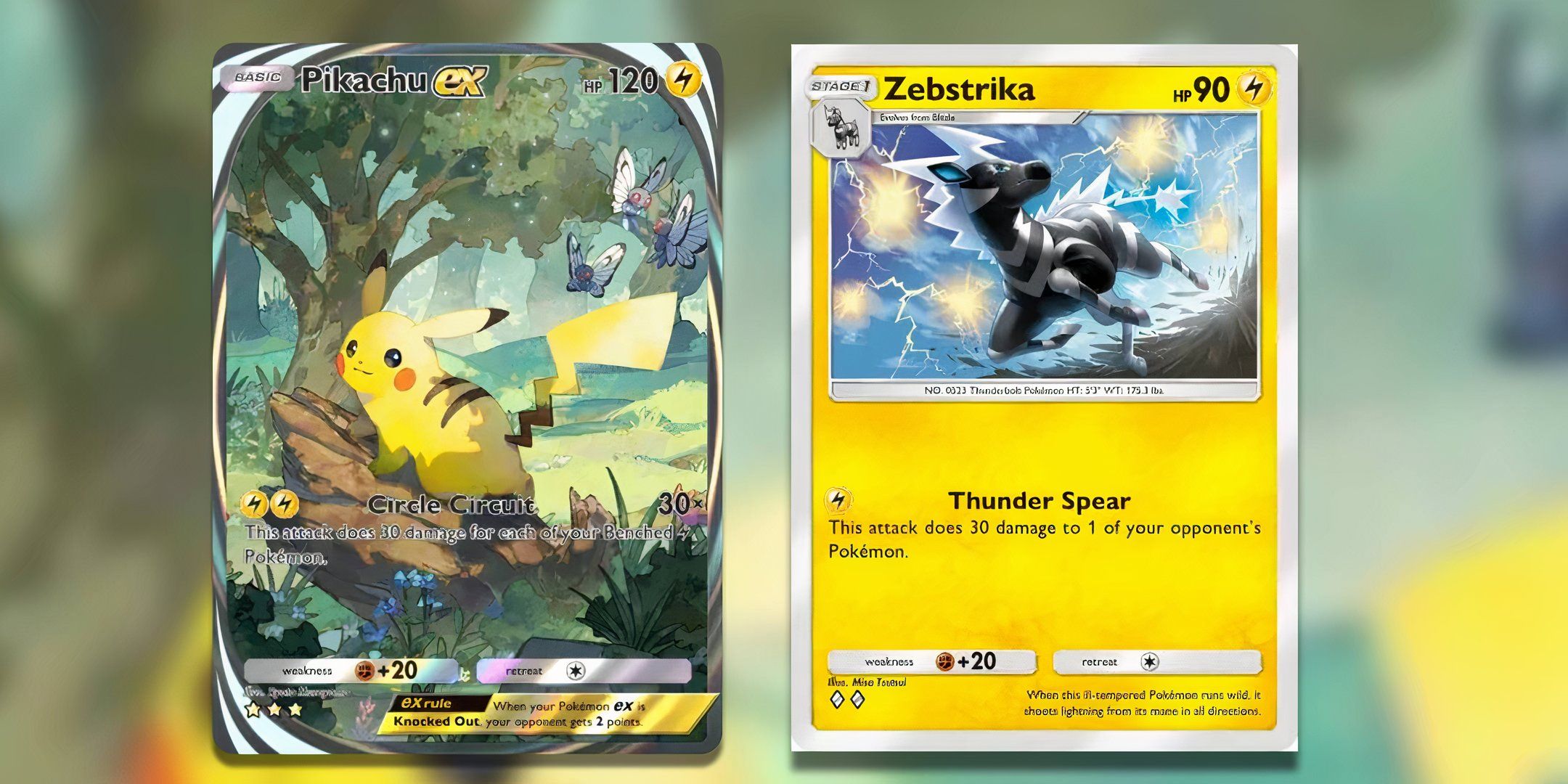 Pikachu ex and Zebstrika in Pokemon TCG Pocket.