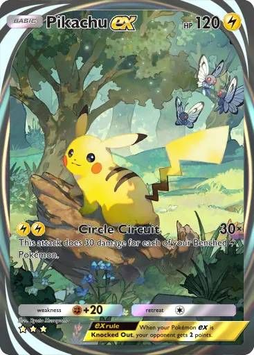 Pikachu ex immersive art card in Pokemon Pocket.