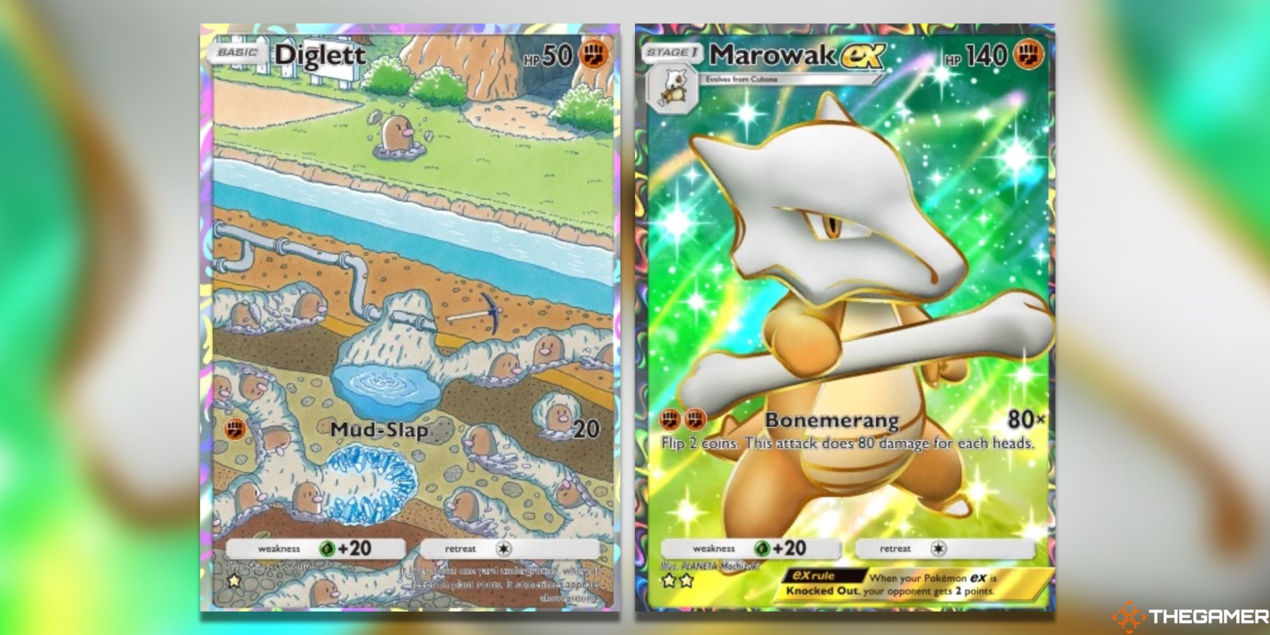 The Marowak EX And Dugtrio Full Arts from Pokemon Trading Card Game Pocket.