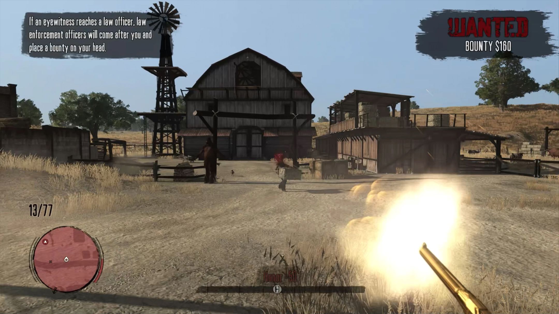 Red Dead Redemption PC gameplay in first-person via mod.