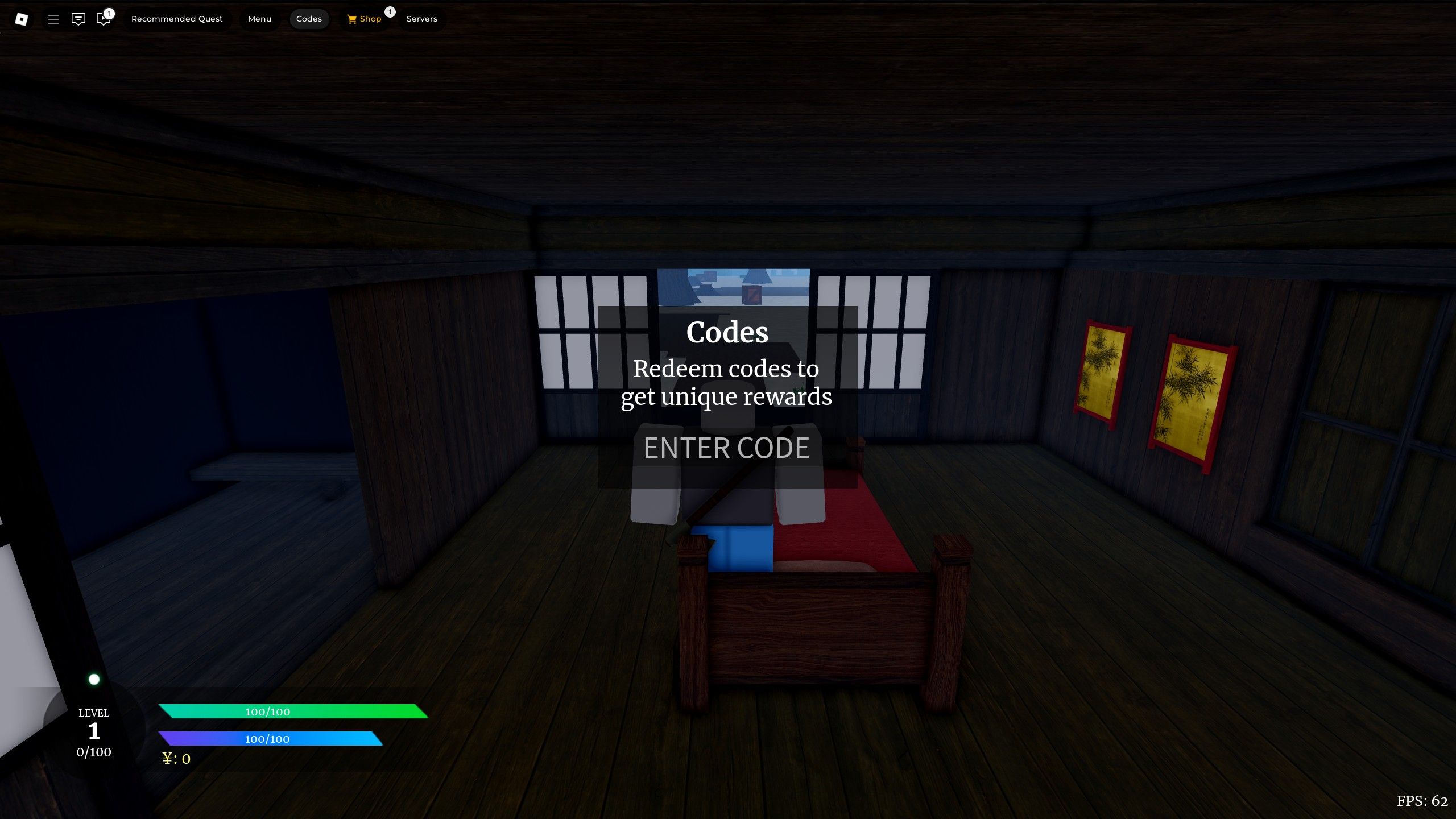 the codes box in Slayer Online on Roblox