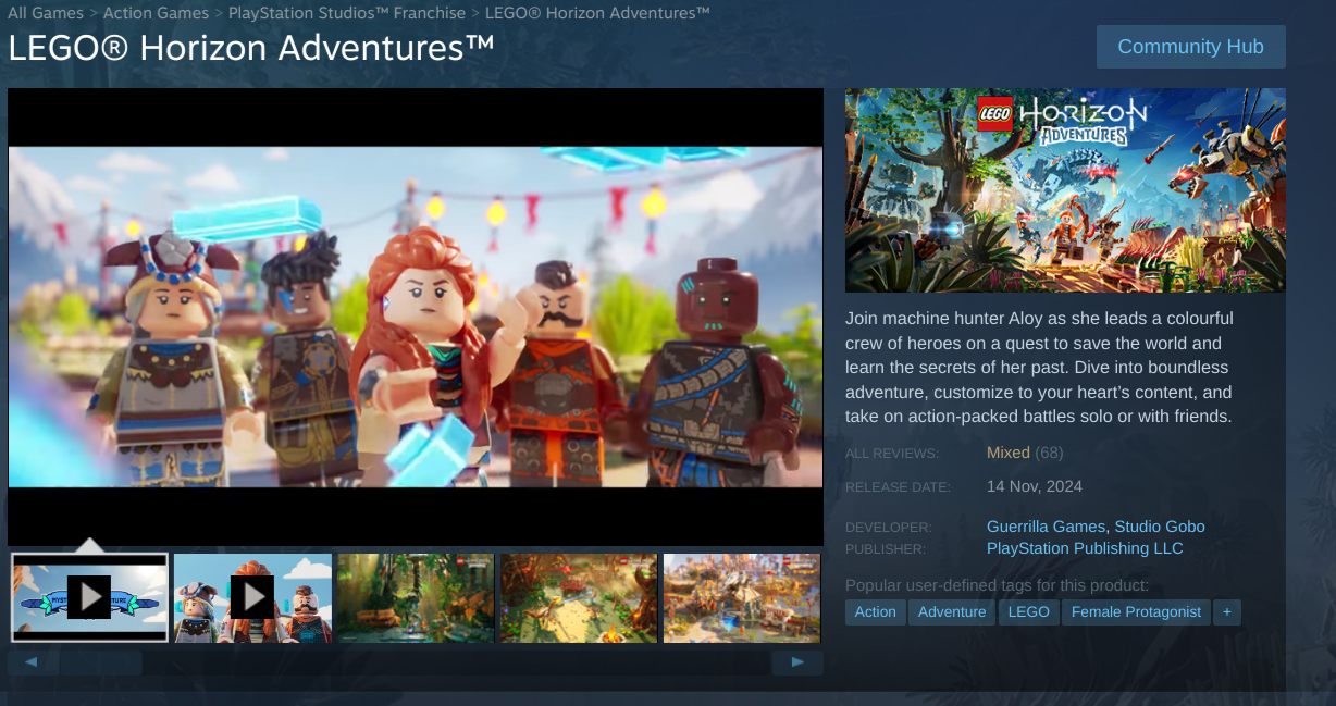 Lego Horizon Adventures попала в «смешанные» обзоры Steam