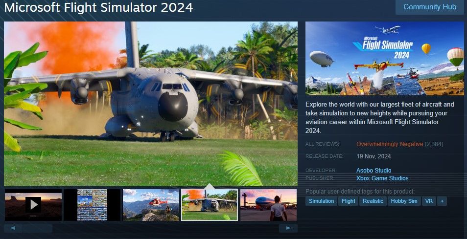 Microsoft Flight Simulator 2024 получает крайне негативные отзывы в Steam