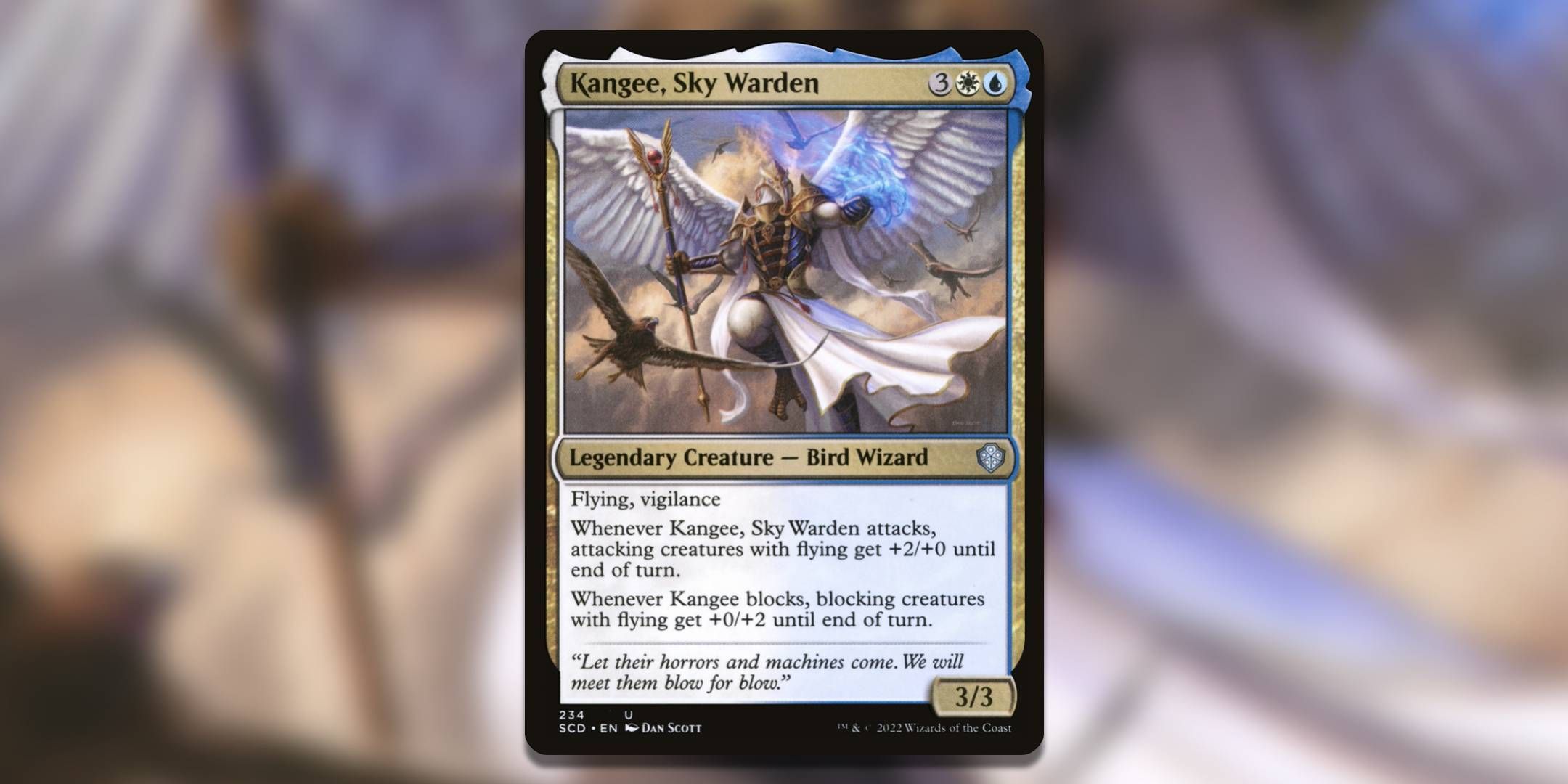 The Magic The Gathering card Kangee Sky Warden by Dan Scott.